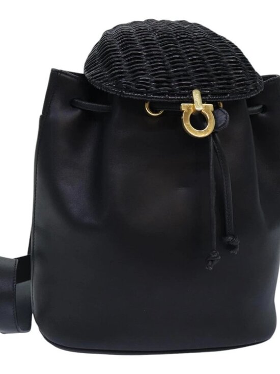 Salvatore Ferragamo Backpack Leather Black Gold main image 5
